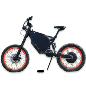 Vector Typhoon 10kw Electric Bike tackling a rugged off-road path with a rider.